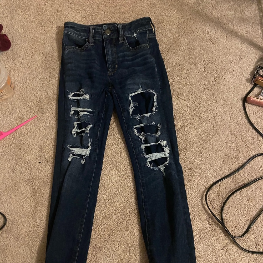 american eagle ripped jeans w denim underneath